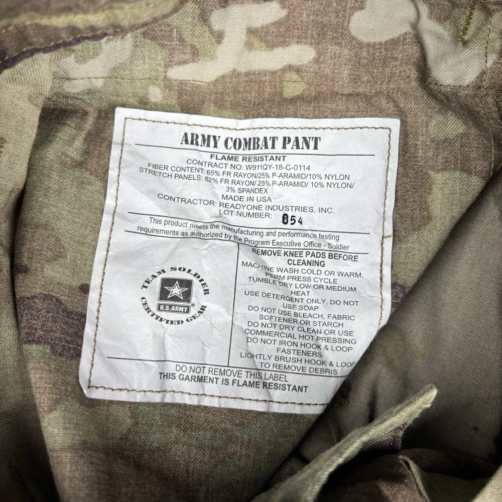 US Army FR Combat Pants Medium Long Camo Cargo Tactical Multicam Ripstop Padded